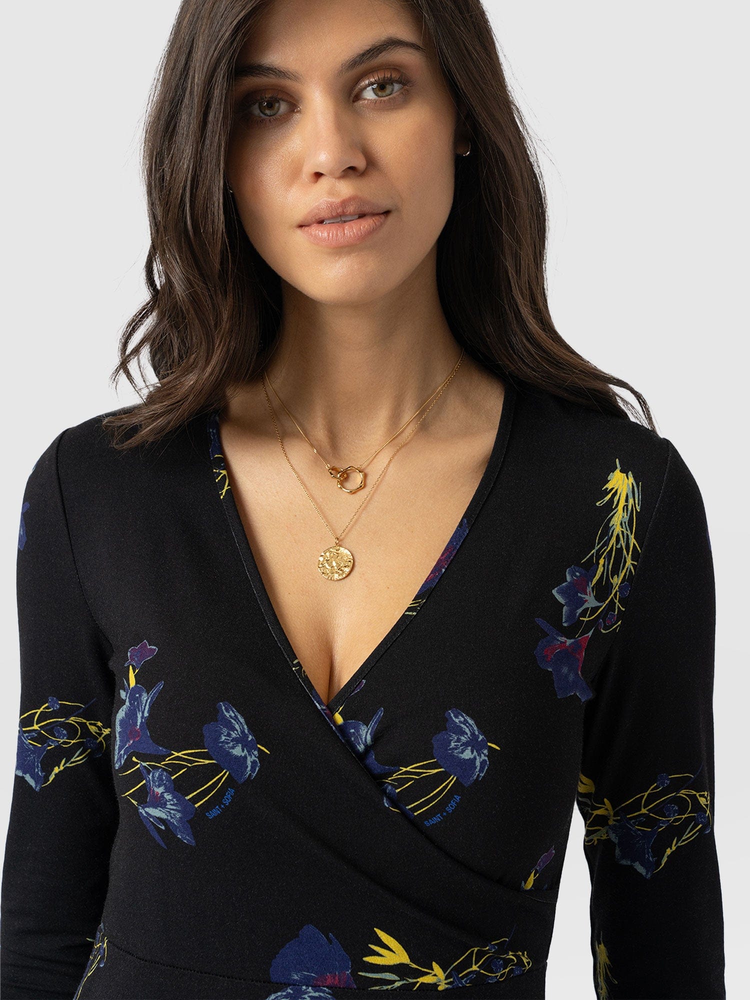 Maggie Wrap Dress Blue Lily Gardens - Women's Dresses | Saint + Sofia® EU